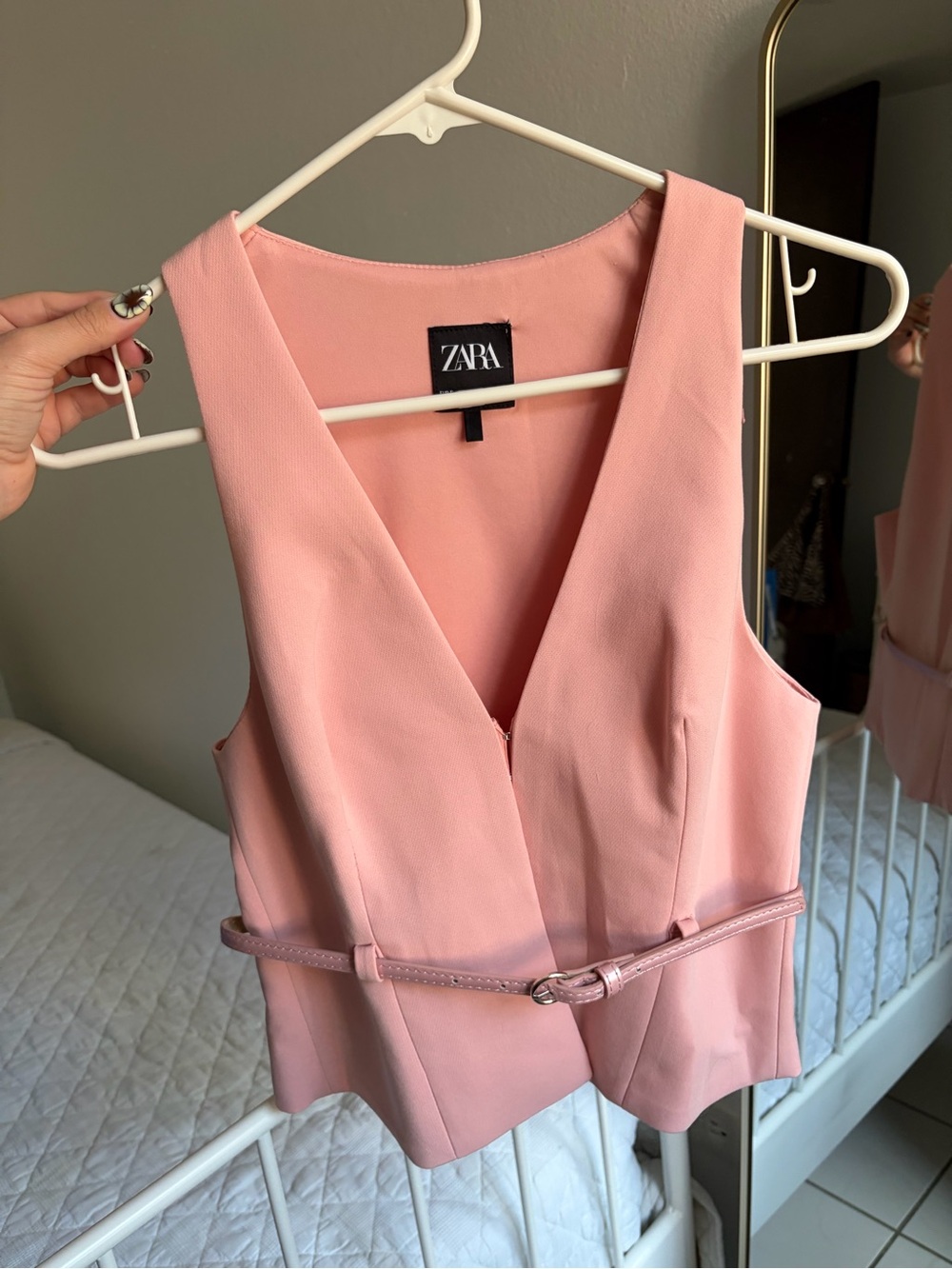 ZARA Blush Pink Sleeveless Wrap-Front Camisole with Belt